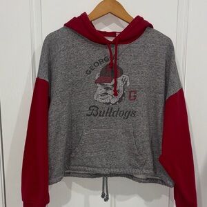 Georgia Bulldogs cropped Gray and Red Hoodie by Tailgate size woman’s large